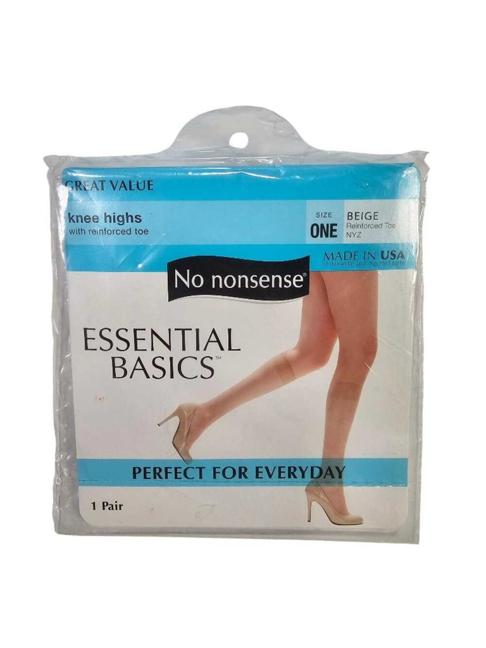 No Nonsense Essential Basics Knee Highs Nylon Stockings Beige One Size Comfort